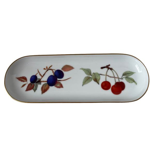 EVERHAM ROYAL WORCESTER Olive or Candy Dish 9" Gold Trimmed Berries England - Picture 9 of 12